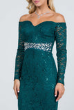 LA SCALA 25859 Lace Off Shoulder Rhinestone Mermaid Gown