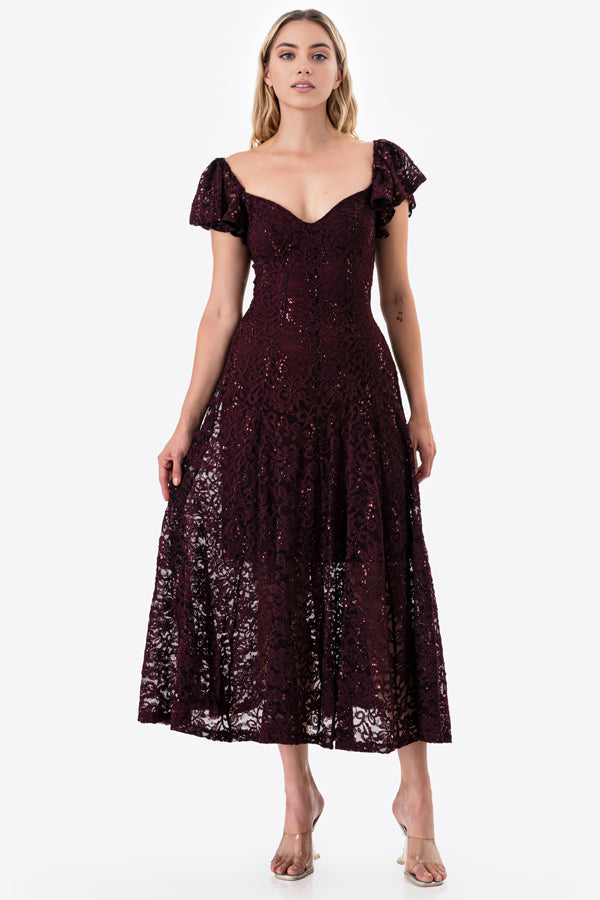 LA SCALA Butterfly Sleeve Sequin Lace Evening Dress 26091