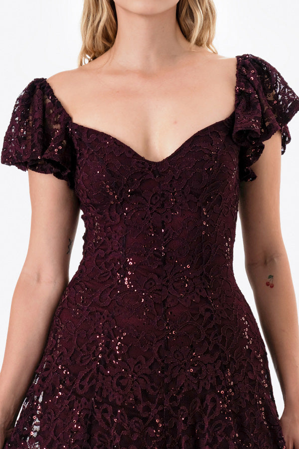 LA SCALA Butterfly Sleeve Sequin Lace Evening Dress 26091