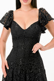 LA SCALA Butterfly Sleeve Sequin Lace Evening Dress 26091