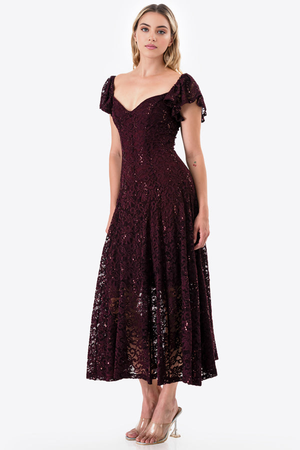 LA SCALA Butterfly Sleeve Sequin Lace Evening Dress 26091