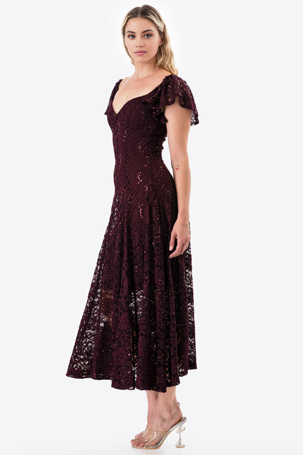 LA SCALA Butterfly Sleeve Sequin Lace Evening Dress 26091