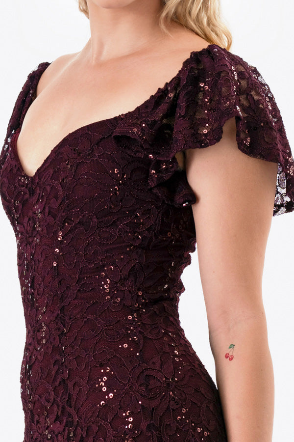 LA SCALA Butterfly Sleeve Sequin Lace Evening Dress 26091