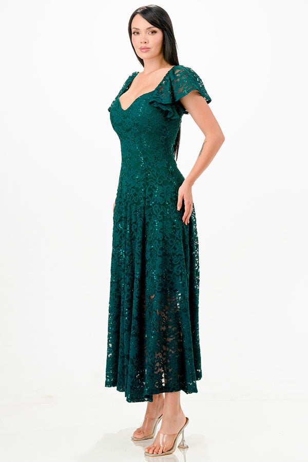 LA SCALA Butterfly Sleeve Sequin Lace Evening Dress 26091