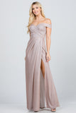 LA SCALA Off Shoulder Glitter Jacquard Evening Gown 25854