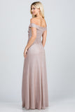 LA SCALA Off Shoulder Glitter Jacquard Evening Gown 25854