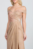 LA SCALA Off Shoulder Glitter Jacquard Evening Gown 25854