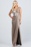 LA SCALA Off Shoulder Glitter Jacquard Evening Gown 25854