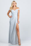 LA SCALA Off Shoulder Glitter Jacquard Evening Gown 25854