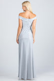 LA SCALA Off Shoulder Glitter Jacquard Evening Gown 25854