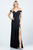 LA SCALA Off Shoulder Glitter Jacquard Evening Gown 25854