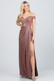 LA SCALA Off Shoulder Glitter Jacquard Evening Gown 25854