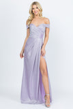 LA SCALA Off Shoulder Glitter Jacquard Evening Gown 25854