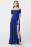 LA SCALA Off Shoulder Sequin Lace Chiffon Gown 25900