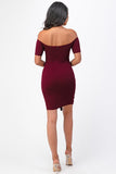 LA SCALA Off Shoulder Twist Bodycon Cocktail Dress 25892
