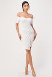 LA SCALA Off Shoulder Twist Bodycon Cocktail Dress 25892