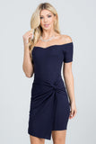 LA SCALA Off Shoulder Twist Bodycon Cocktail Dress 25892