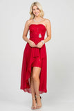 LA SCALA Open Back Lace and Chiffon Surplice Elegant Dress - Rosa Apparel