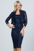 LA SCALA Sequin Lace Pencil Dress & Bolero Set 25762
