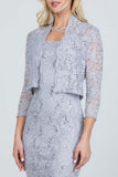 LA SCALA Sequin Lace Pencil Dress & Bolero Set 25762