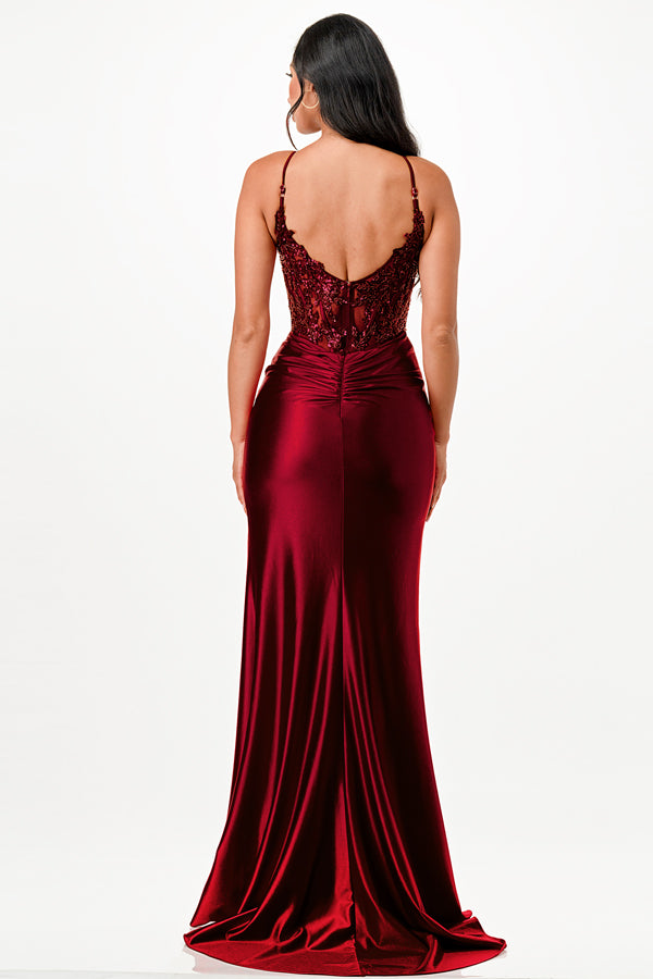 LA SCALA Sequin Lace Satin Twist Evening Gown 26011