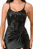 LA SCALA Sequin Lace Satin Twist Evening Gown 26011