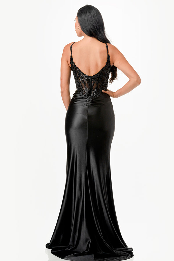 LA SCALA Sequin Lace Satin Twist Evening Gown 26011