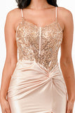 LA SCALA Sequin Lace Satin Twist Evening Gown 26011