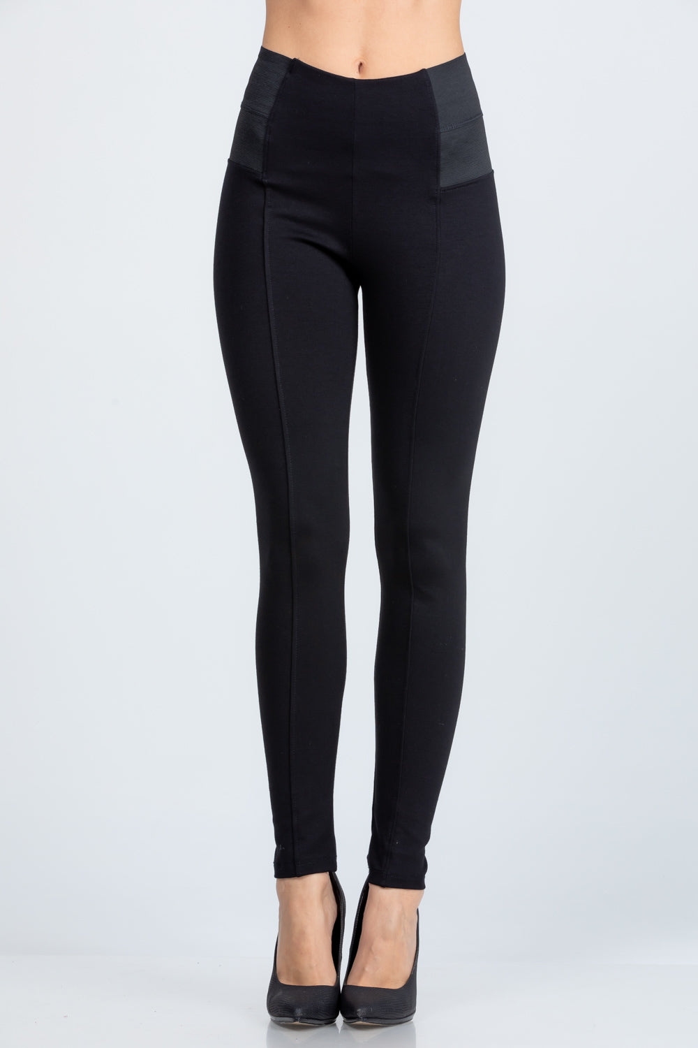 LA SCALA Side Elastic Nylon Ponte High Waist Skinny Pants 2866