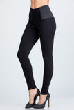 LA SCALA Side Elastic Nylon Ponte High Waist Skinny Pants 2866