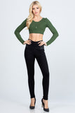 LA SCALA Side Elastic Nylon Ponte High Waist Skinny Pants 2866