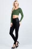 LA SCALA Side Elastic Nylon Ponte High Waist Skinny Pants 2866