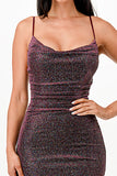 LA SCALA Sparkling Jacquard Cowl Neck Evening Dress 26004