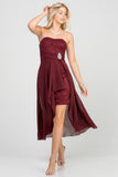 LA SCALA Strapless Lace Chiffon High-Low Dress 25978