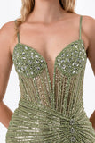 LA SCALA Sunburst Crystal Beaded Corset Mermaid Gown 26102
