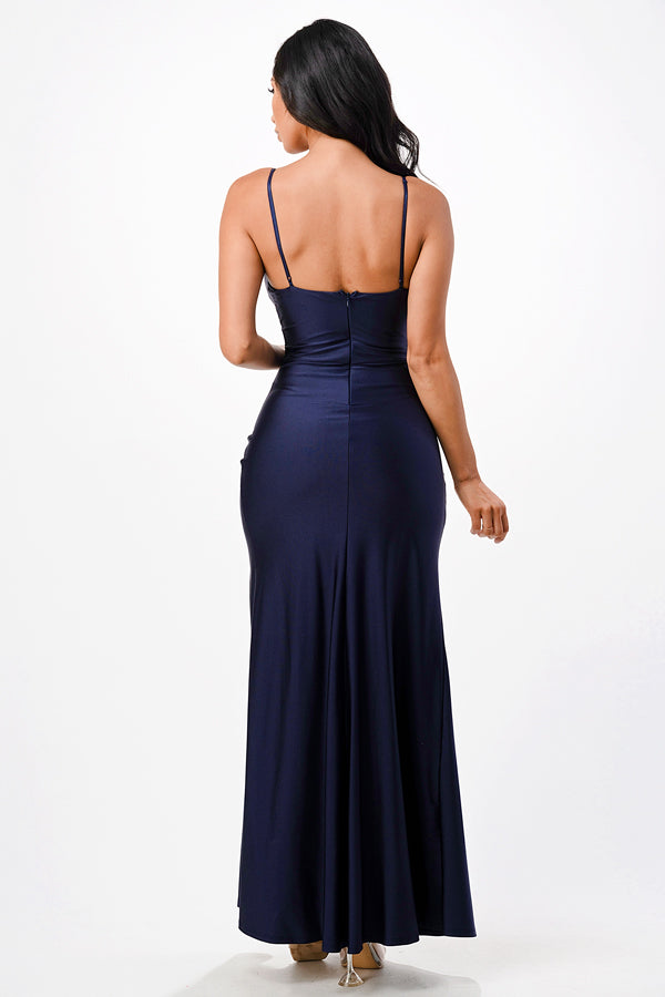 LA SCALA Tara Pleated Wrap Evening Gown 25872