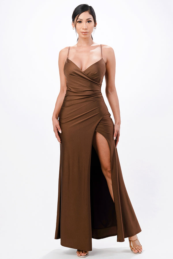 LA SCALA Tara Pleated Wrap Evening Gown 25872
