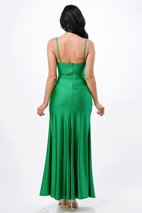LA SCALA Tara Pleated Wrap Evening Gown 25872