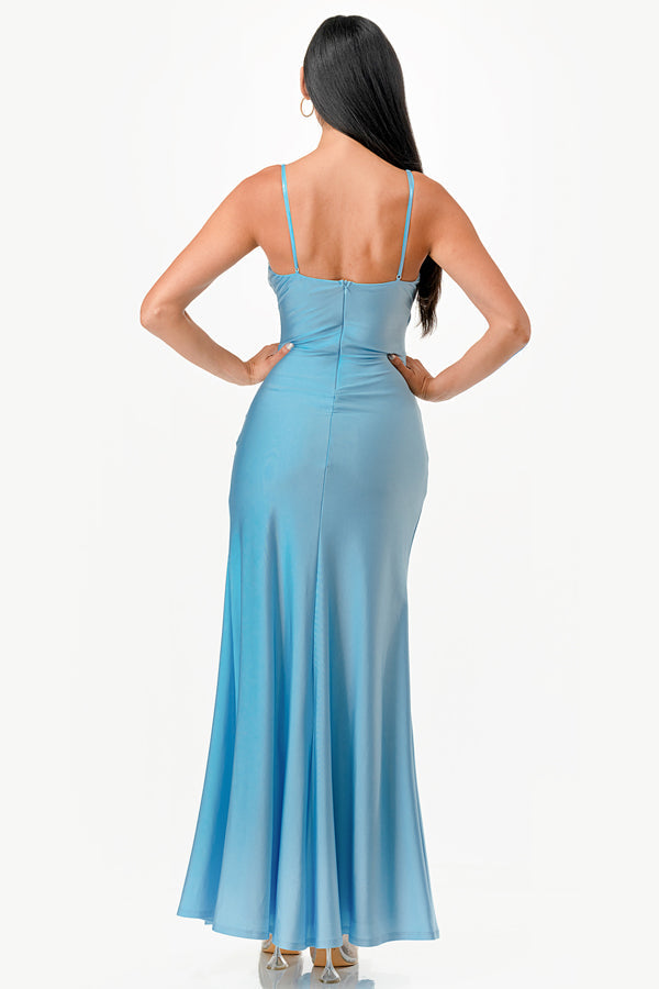LA SCALA Tara Pleated Wrap Evening Gown 25872