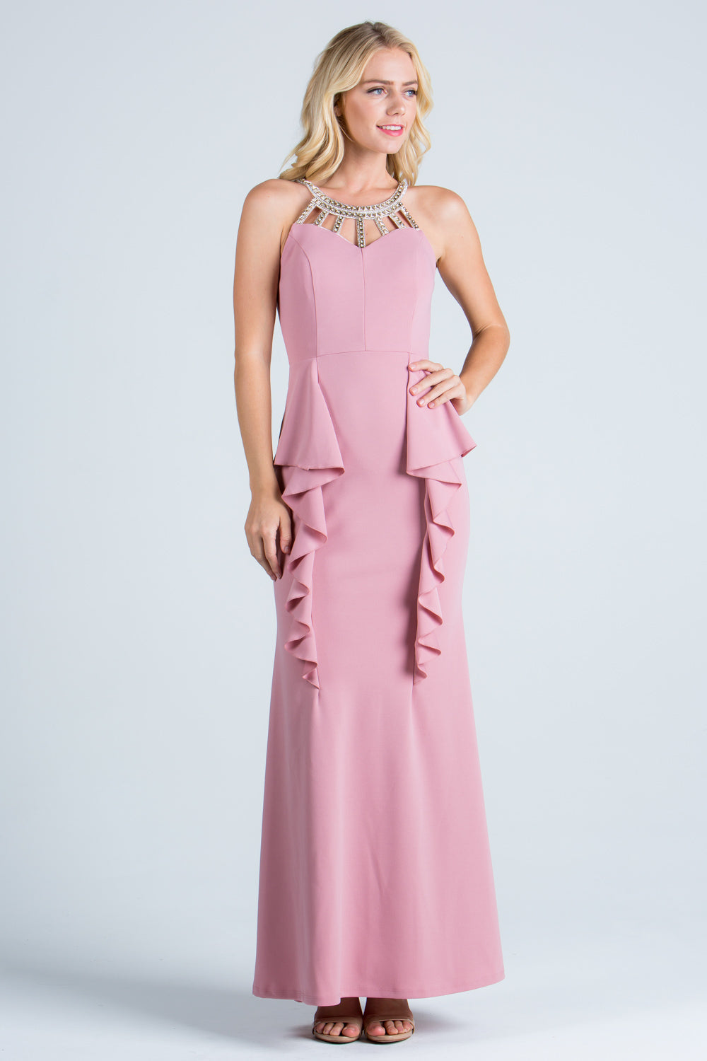 LA Scala Embellished Off-the-Shoulder Lace Mermaid Gown 25859