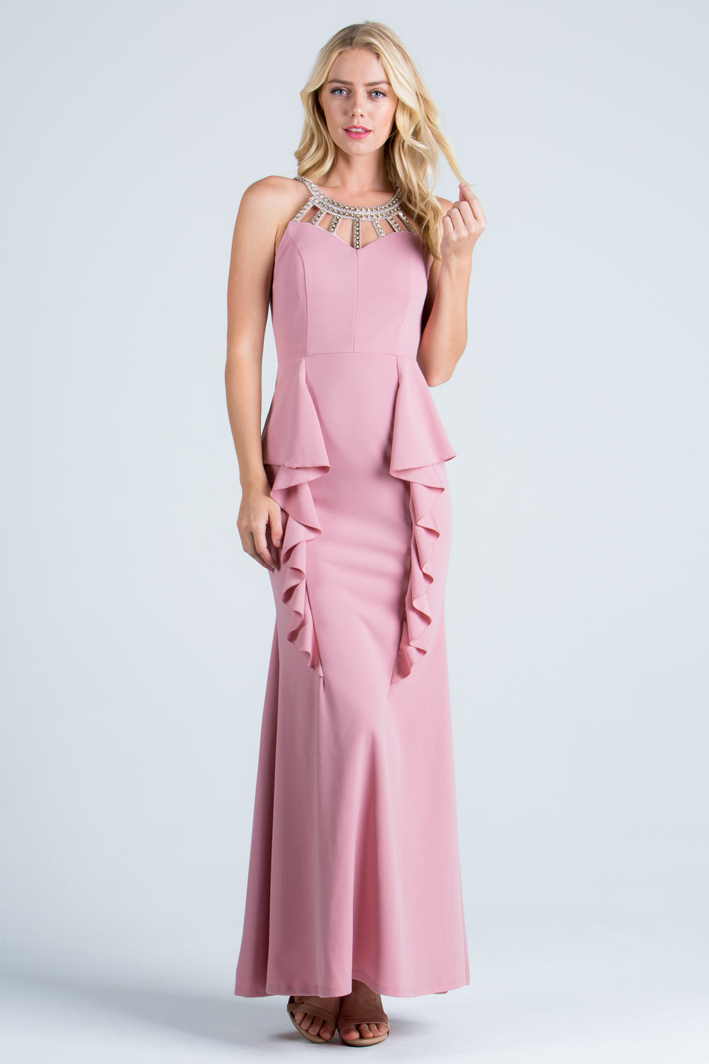 LA Scala Embellished Off-the-Shoulder Lace Mermaid Gown 25859