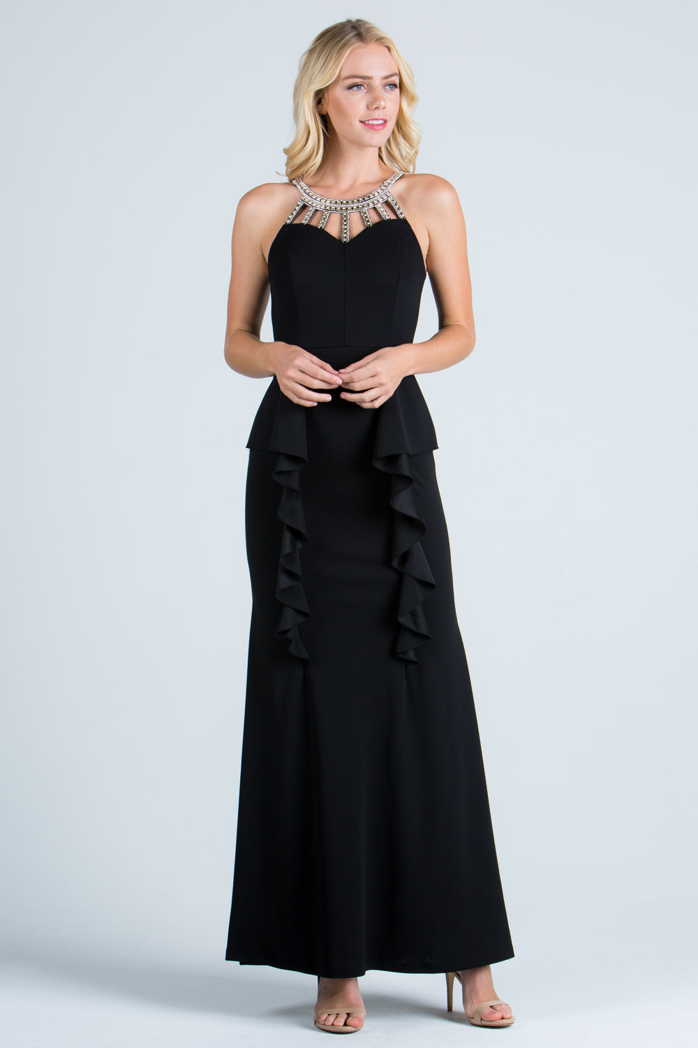 LA Scala Embellished Off-the-Shoulder Lace Mermaid Gown 25859