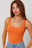 LE LIS Casual Fabric Sleeveless Fitted Square Neck Bodysuit - Rosa Apparel