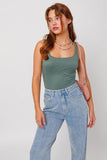 LE LIS Casual Fabric Sleeveless Fitted Square Neck Bodysuit - Rosa Apparel