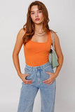 LE LIS Casual Fabric Sleeveless Fitted Square Neck Bodysuit - Rosa Apparel