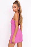 LE LIS Formal Strap Detail V-Neck Sleeveless Mini Dress - Rosa Apparel