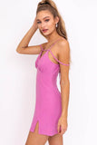 LE LIS Formal Strap Detail V-Neck Sleeveless Mini Dress - Rosa Apparel
