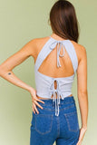 LE LIS Halter Crop Top With a Cut-out Back and a Back Bow Tie Detail - Rosa Apparel