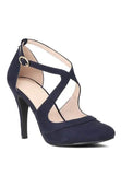 LONDON RAG CLOSE TOE CROSS STRAP HEEL SANDALS - Rosa Apparel