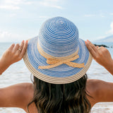 Aili’s Corner Multi-Stripe Bow Accent Straw Sunhat